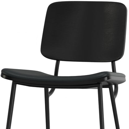 Set of Two Black Solid Wood Dining Parsons Chairs