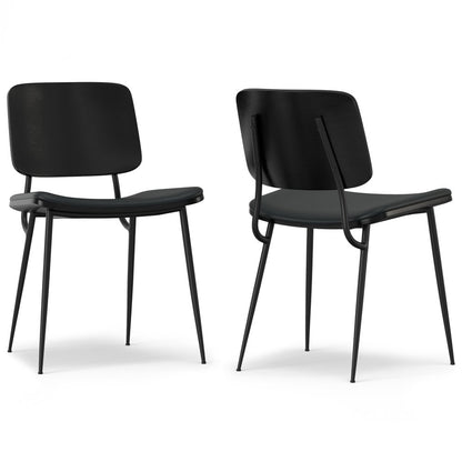 Set of Two Black Solid Wood Dining Parsons Chairs