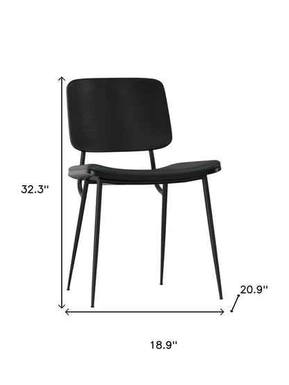 Set of Two Black Solid Wood Dining Parsons Chairs