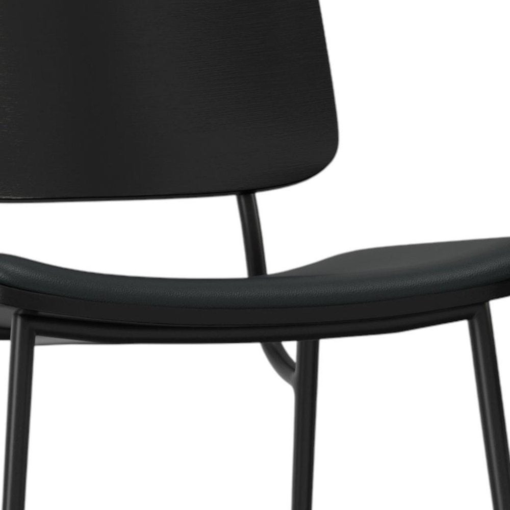 Set of Two Black Solid Wood Dining Parsons Chairs