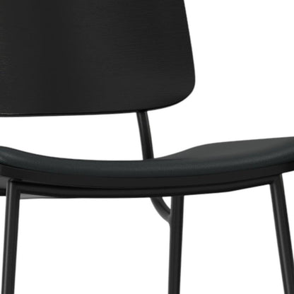 Set of Two Black Solid Wood Dining Parsons Chairs