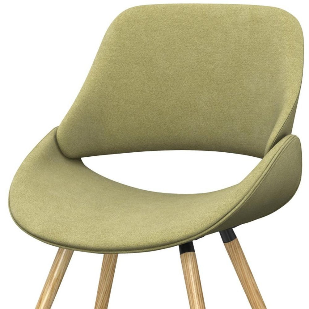 Neon Green and Brown Solid Wood Dining Parsons Chair