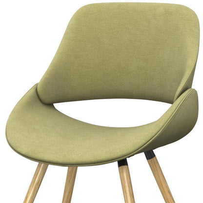 Neon Green and Brown Solid Wood Dining Parsons Chair