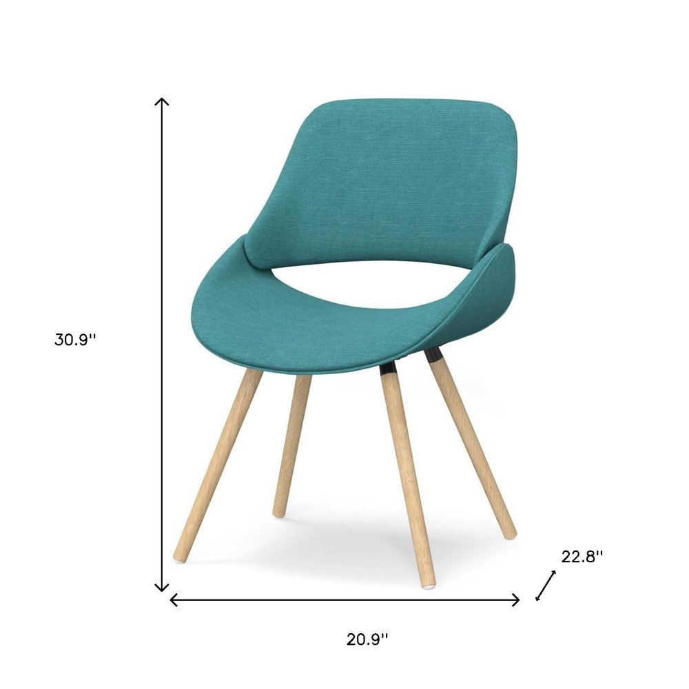 Blue and Brown Solid Wood Dining Parsons Chair