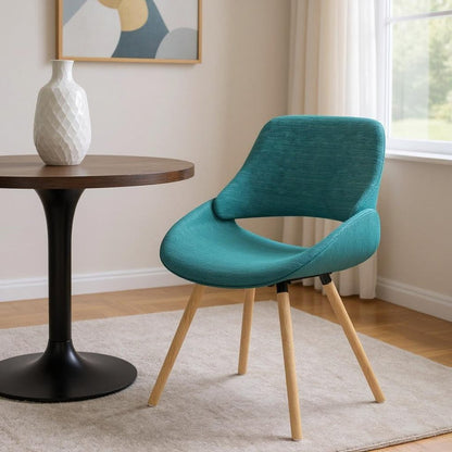 Blue and Brown Solid Wood Dining Parsons Chair