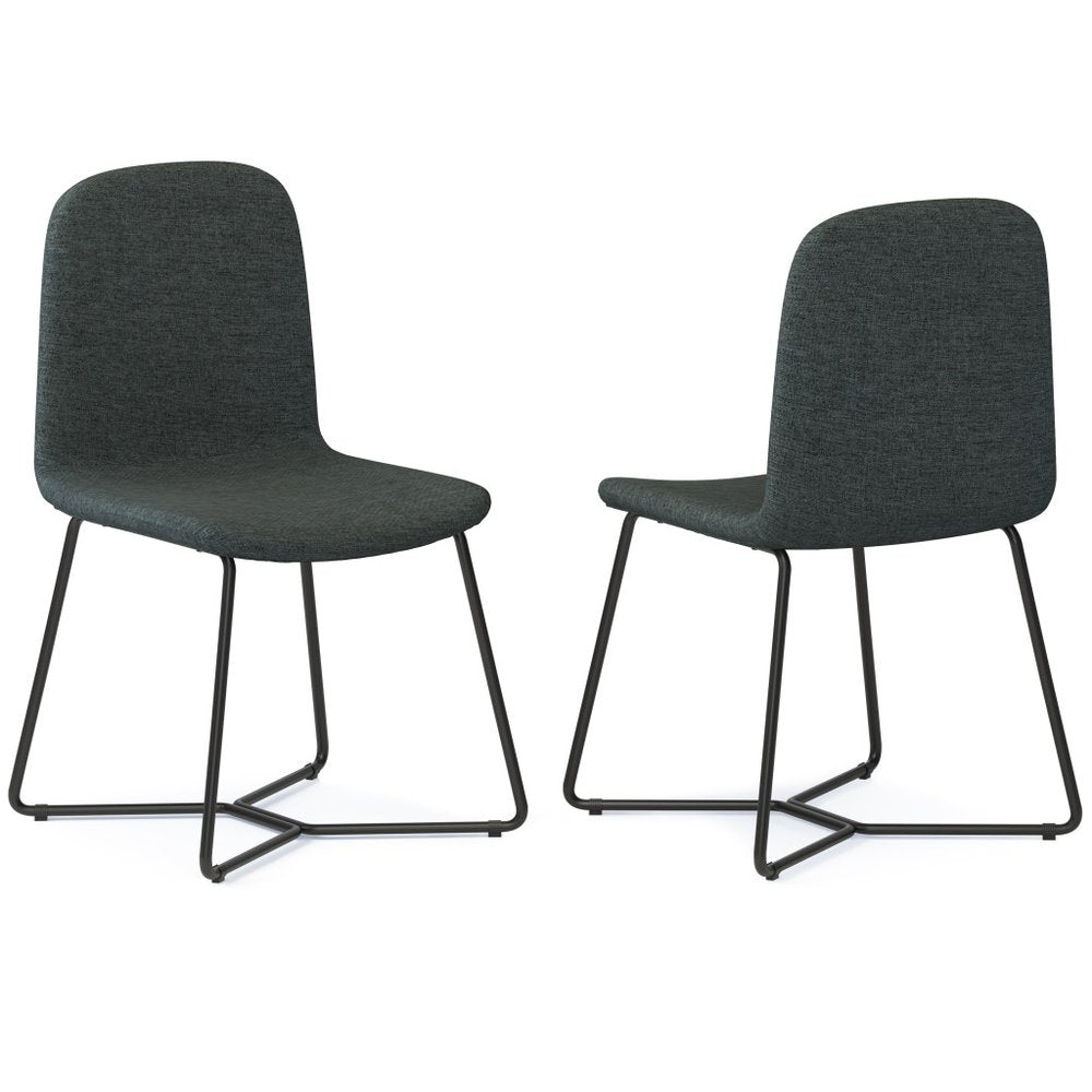 Set of Two Charcoal and Black Solid Wood Dining Parsons Chairs