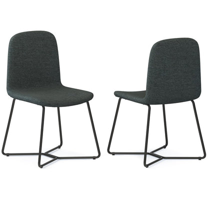 Set of Two Charcoal and Black Solid Wood Dining Parsons Chairs