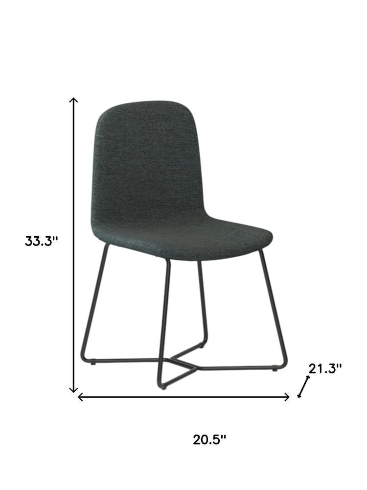 Set of Two Charcoal and Black Solid Wood Dining Parsons Chairs