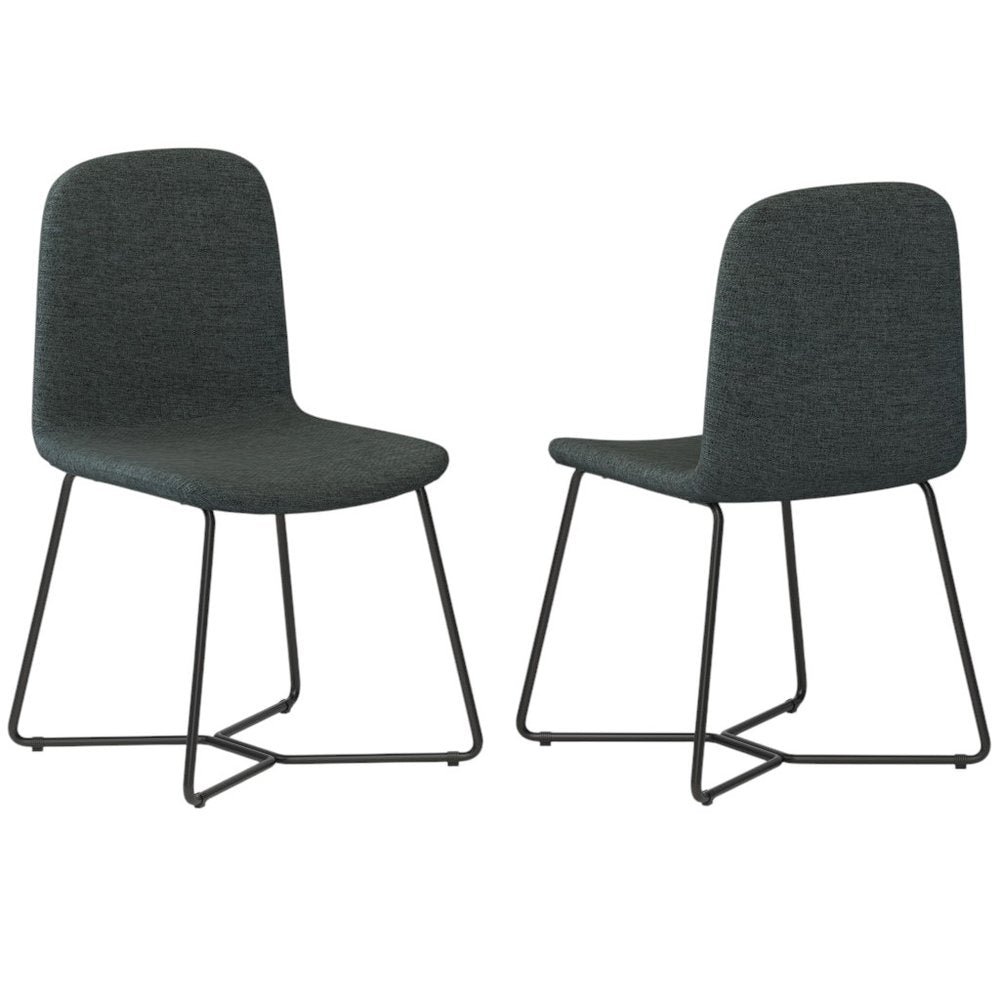 Set of Two Charcoal and Black Solid Wood Dining Parsons Chairs