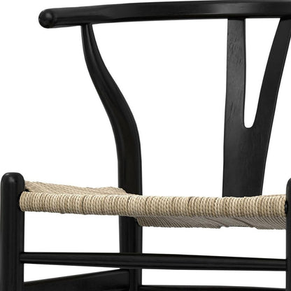 Set of Two Black Solid Wood Dining Parsons Chairs