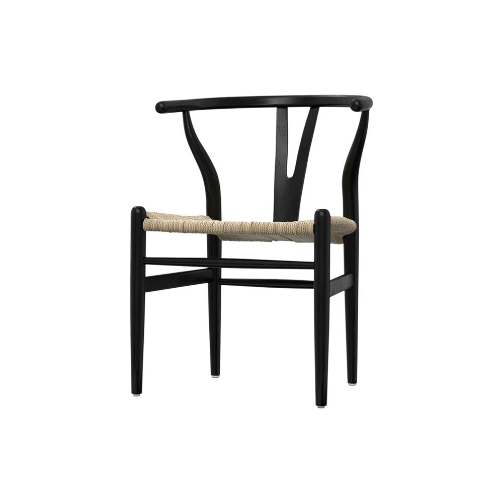 Set of Two Black Solid Wood Dining Parsons Chairs