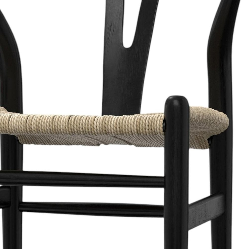 Set of Two Black Solid Wood Dining Parsons Chairs
