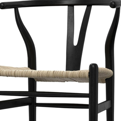Set of Two Black Solid Wood Dining Parsons Chairs