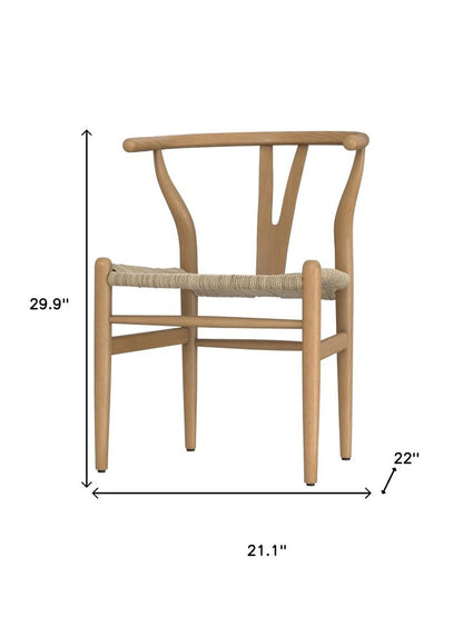 Set of Two Natural Solid Wood Dining Parsons Chairs