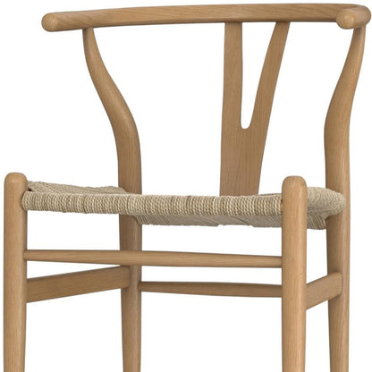Set of Two Natural Solid Wood Dining Parsons Chairs