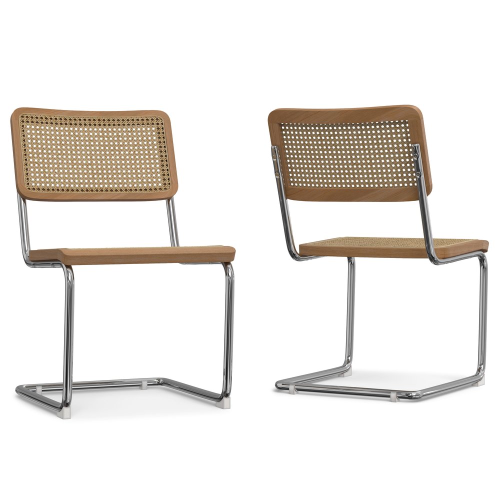 Set of Two Natural and Gray Solid Wood Dining Parsons Chairs