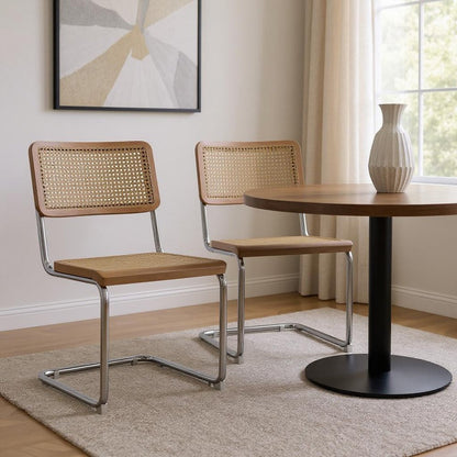 Set of Two Natural and Gray Solid Wood Dining Parsons Chairs