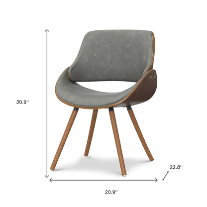 Gray and Walnut Solid Wood Dining Parsons Chair