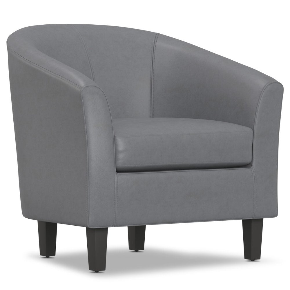 30" Gray and Dark Brown Leather Arm Chair