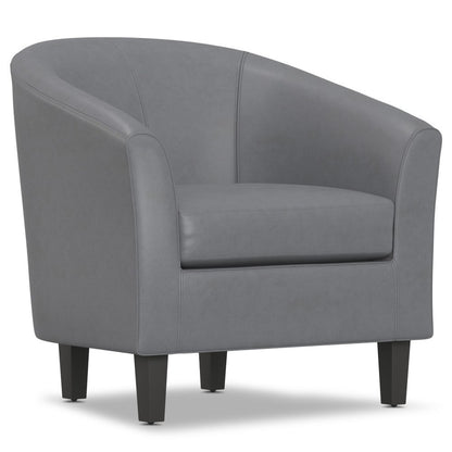 30" Gray and Dark Brown Leather Arm Chair