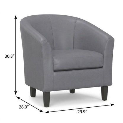 30" Gray and Dark Brown Leather Arm Chair