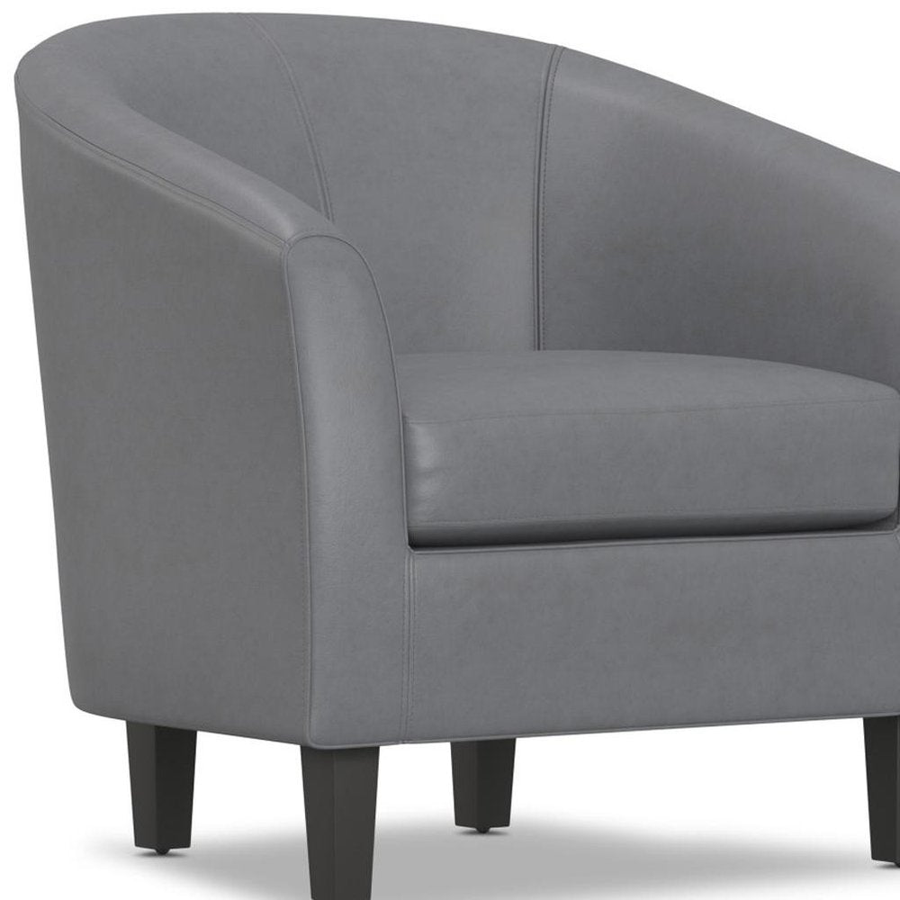30" Gray and Dark Brown Leather Arm Chair
