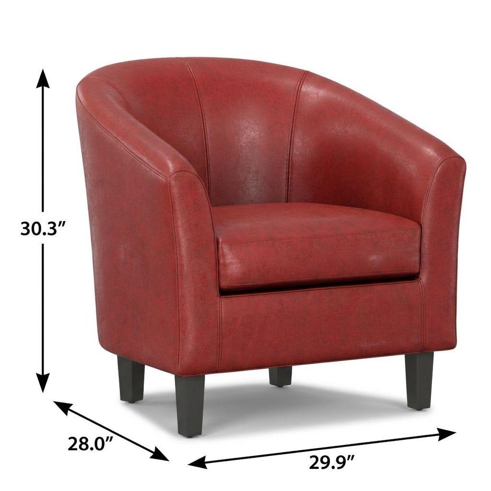 30" Red and Dark Brown Leather Arm Chair