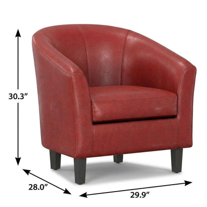 30" Red and Dark Brown Leather Arm Chair