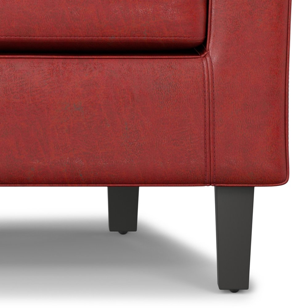 30" Red and Dark Brown Leather Arm Chair