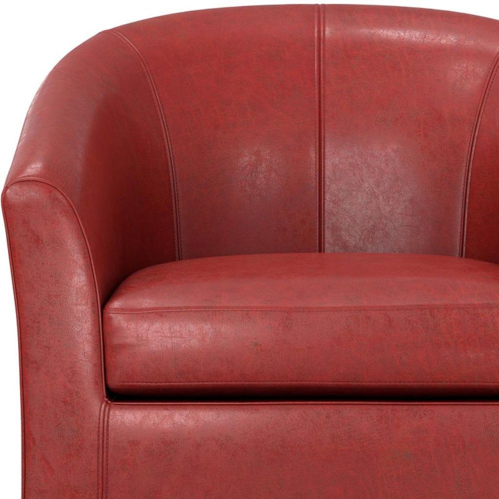 30" Red and Dark Brown Leather Arm Chair
