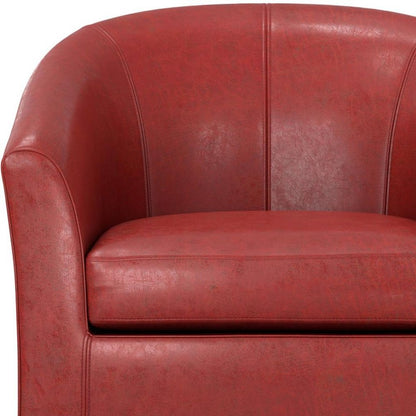 30" Red and Dark Brown Leather Arm Chair