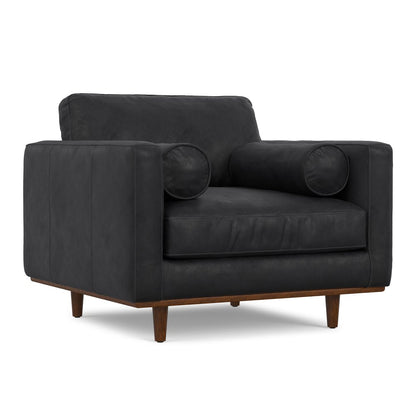 43" Black and Brown Leather Arm Chair