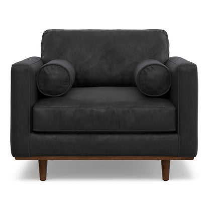 43" Black and Brown Leather Arm Chair