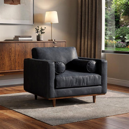 43" Black and Brown Leather Arm Chair