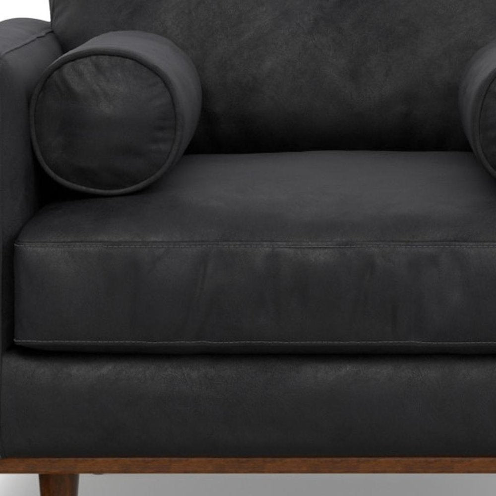 43" Black and Brown Leather Arm Chair
