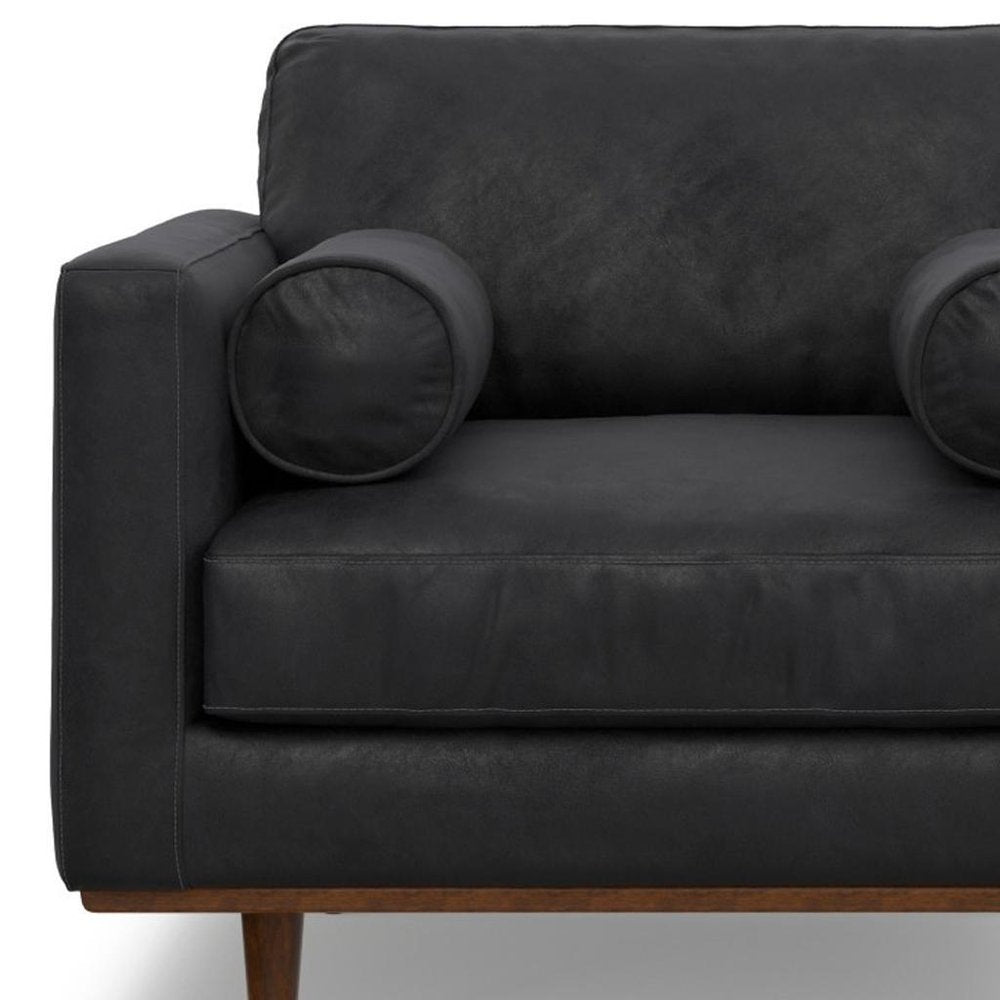 43" Black and Brown Leather Arm Chair