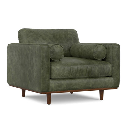43" Green and Brown Leather Arm Chair