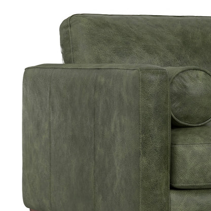 43" Green and Brown Leather Arm Chair