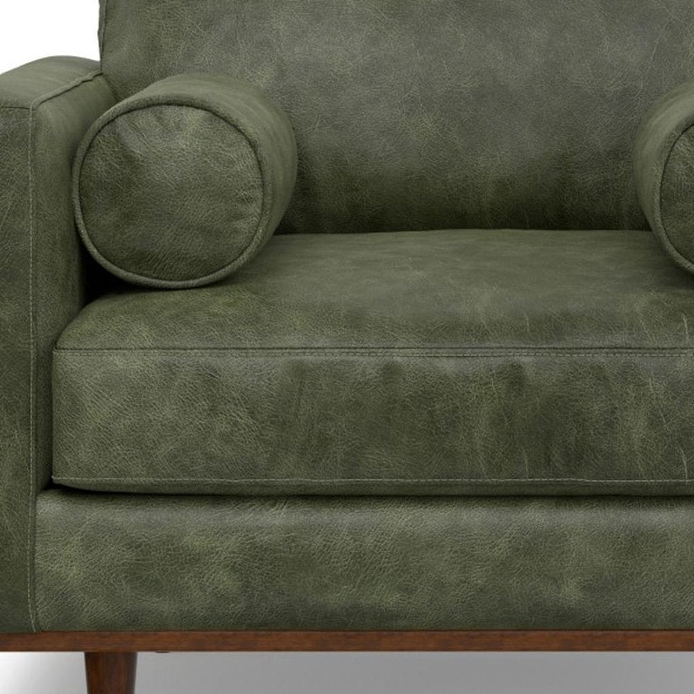43" Green and Brown Leather Arm Chair