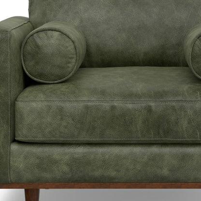 43" Green and Brown Leather Arm Chair