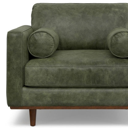 43" Green and Brown Leather Arm Chair