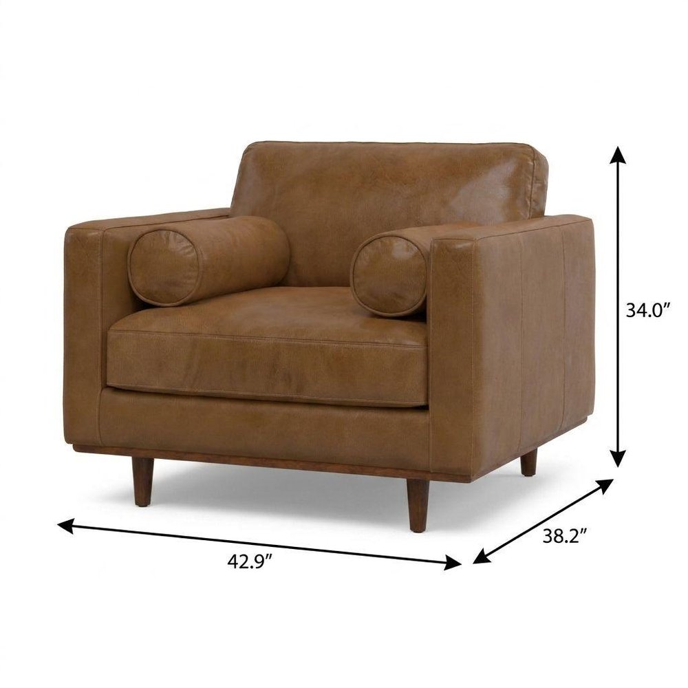 43" Brown Leather Arm Chair