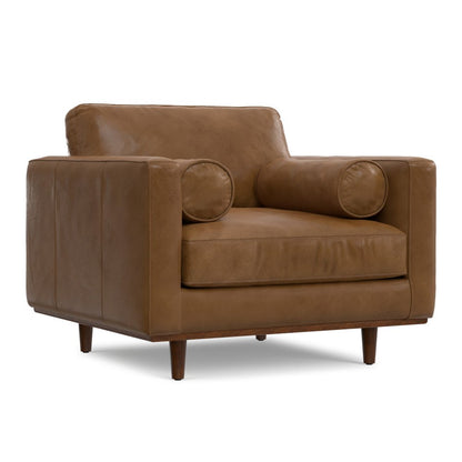 43" Brown Leather Arm Chair