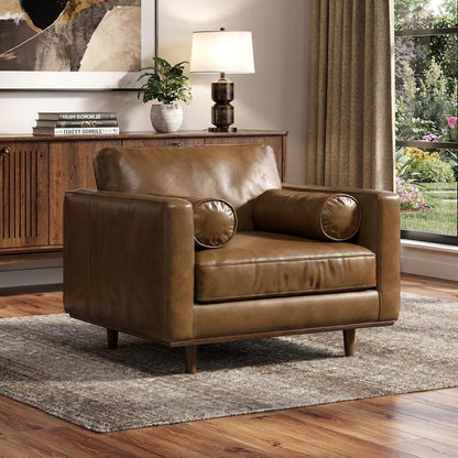 43" Brown Leather Arm Chair
