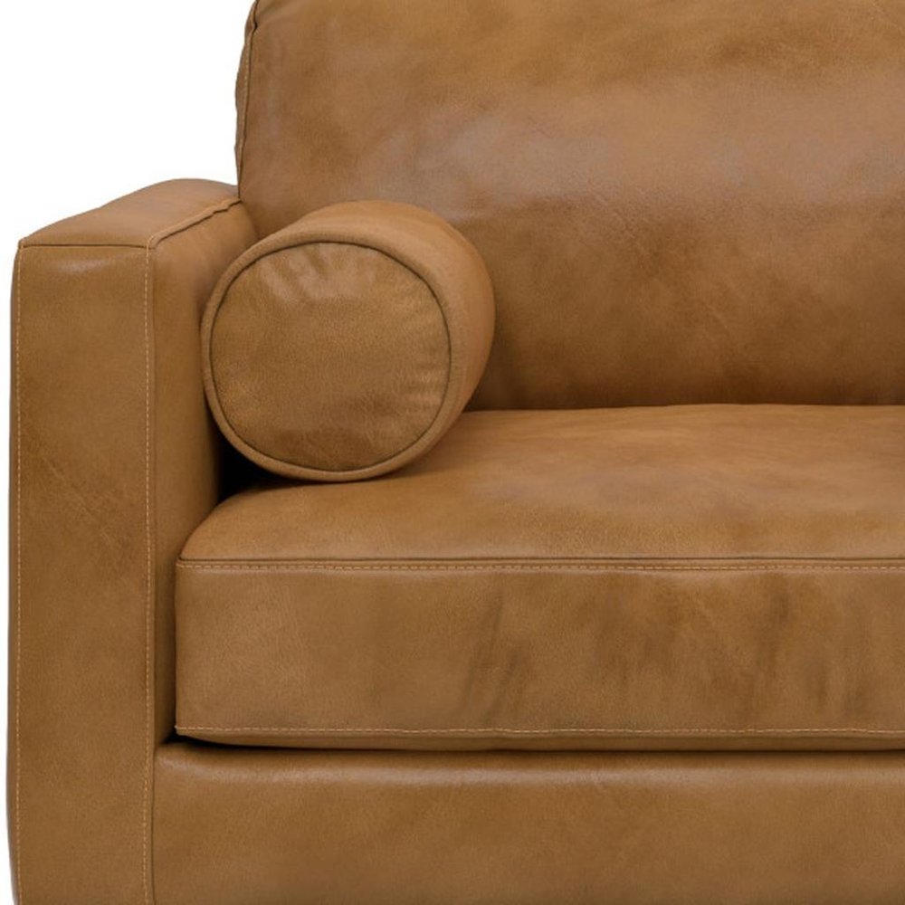 43" Brown Leather Arm Chair