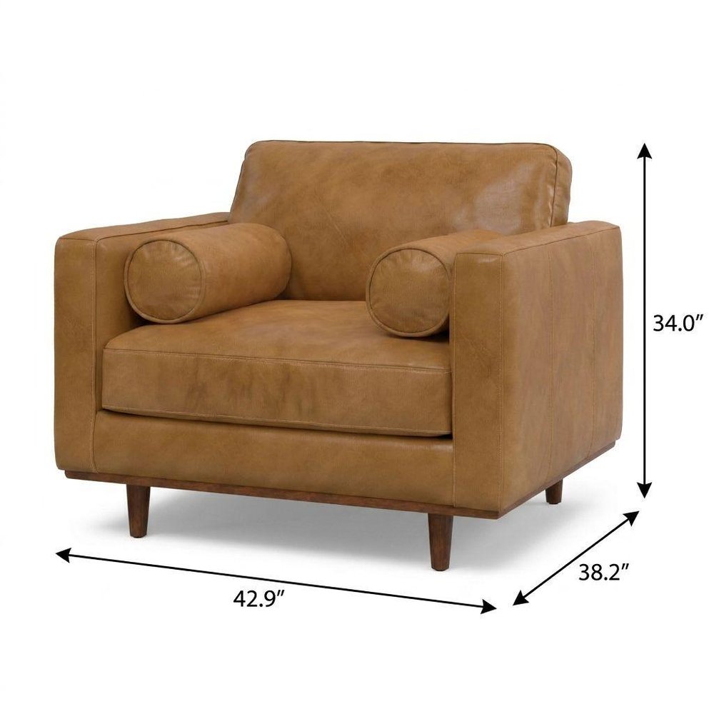 43" Brown Leather Arm Chair