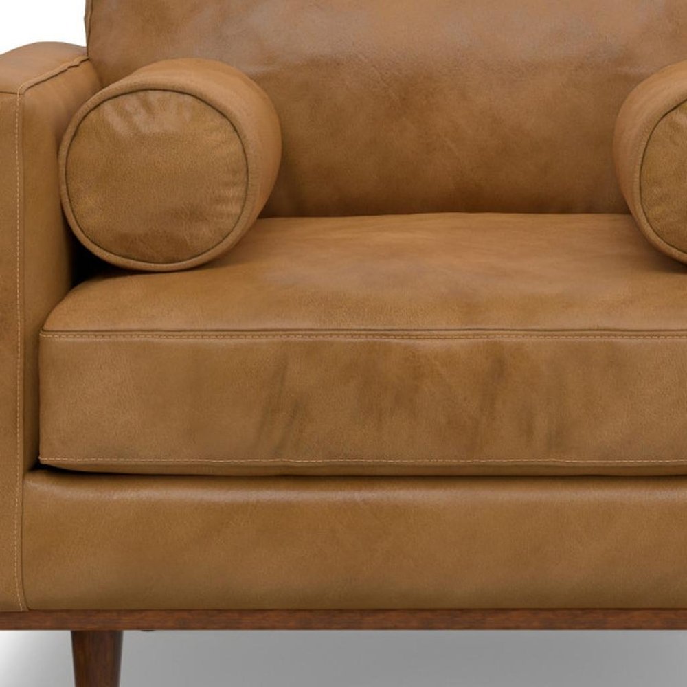 43" Brown Leather Arm Chair