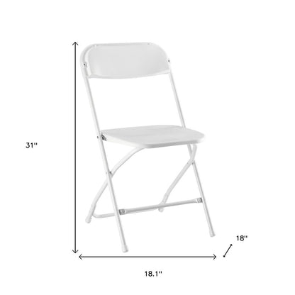 Set of Four White Metal Outdoor Folding Stacking Dining Chairs