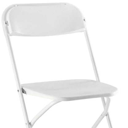 Set of Four White Metal Outdoor Folding Stacking Dining Chairs