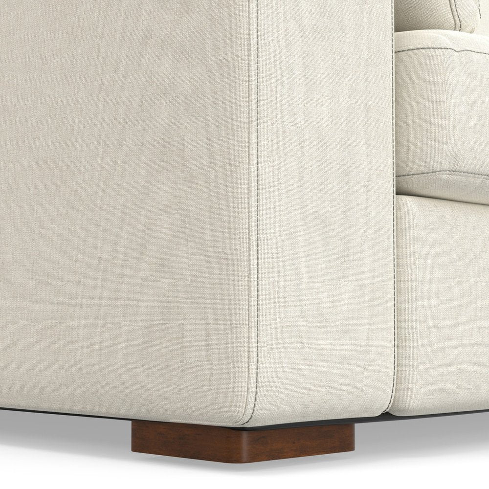 78" Cream Fabric Sofa With Brown Legs